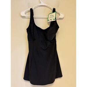 Vintage Sea Waves Classic Swimwear Black One Piece NWT Size 10